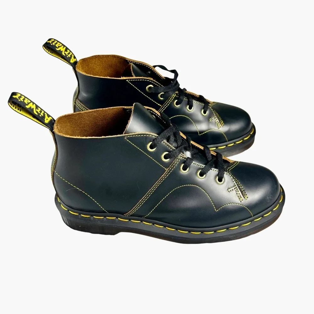 Dr Martens Church Vintage Monkey Boots Black Leather Men's 6 Women's 7 EU 38